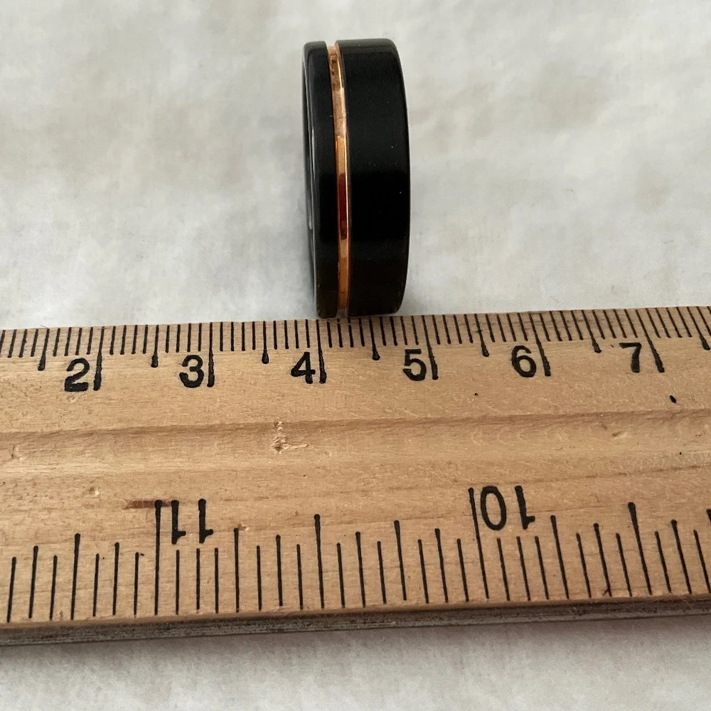 THORUM Minimalist Black Tungsten Gold Band Ring Size 11